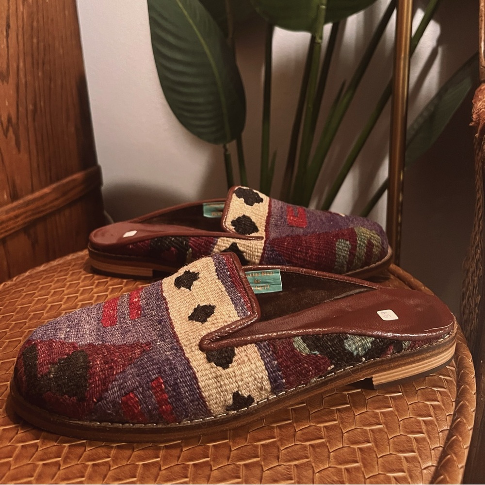 Vintage | Handmade Turkish Kilim Mule Loafers Boho 39